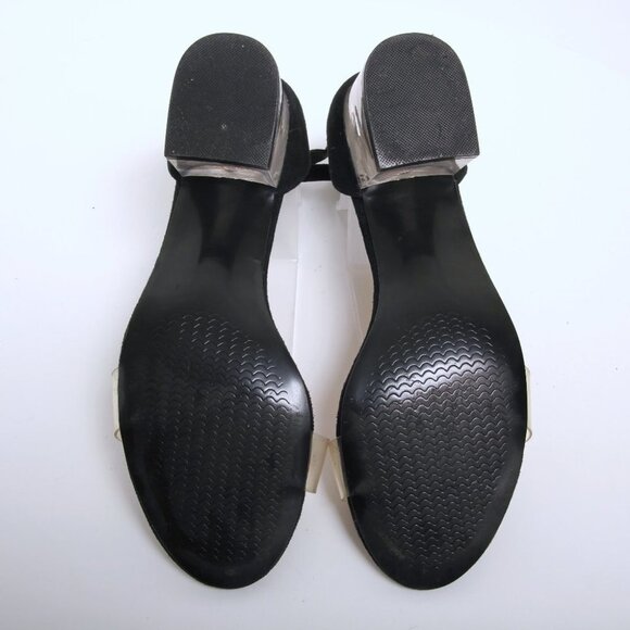 Steve Madden Inspired Leather Ankle Strap Clear Heel Sandal Black Women Size 8.5 - Picture 11 of 12